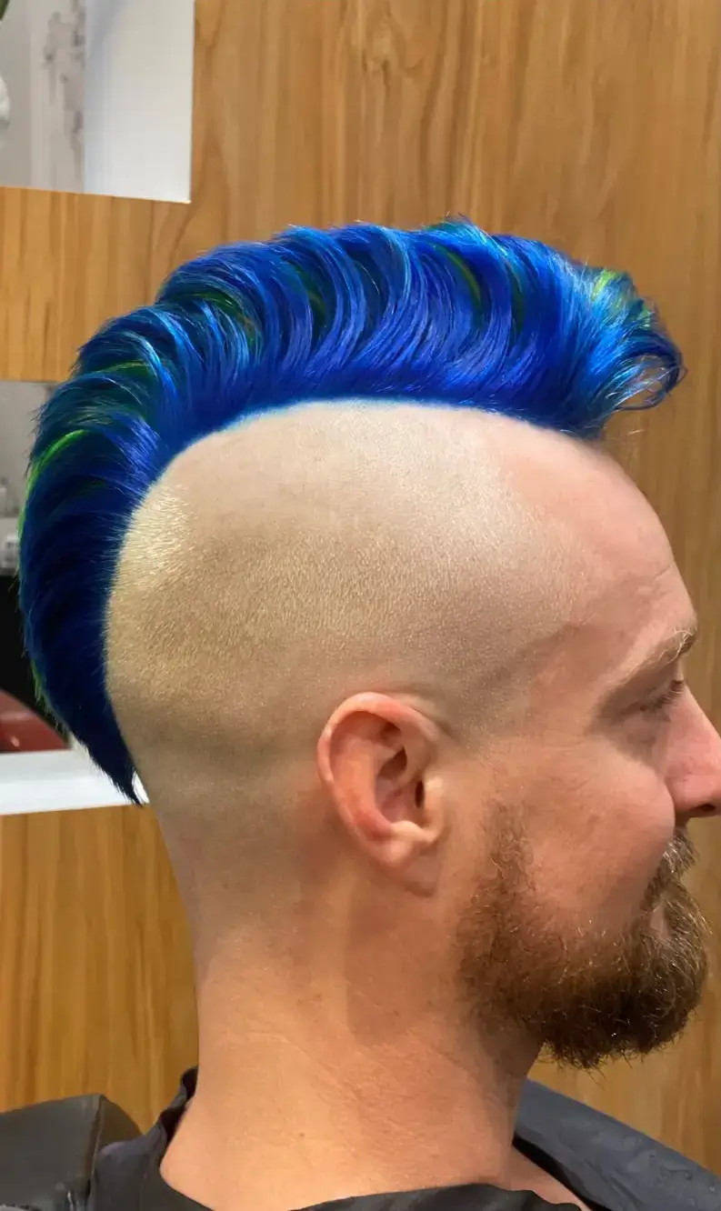 A man's hair after a single process full hair color service to cover grey